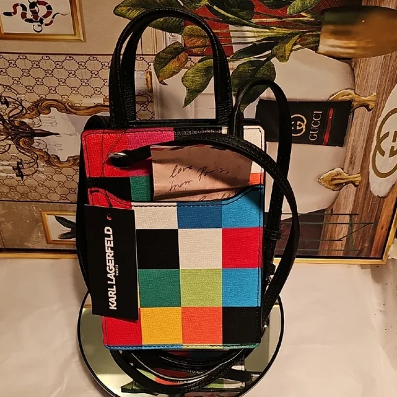 Karl Lagerfeld Multicolor Saffiano Leather Messenger/ Crossbody Bag (Nwt) - Picture 10 of 16